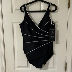 Miraclesuit Black One-Piece Swimsuit with White Trim